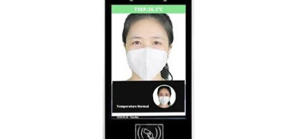 Face recognition and temperature detection kiosk terminal